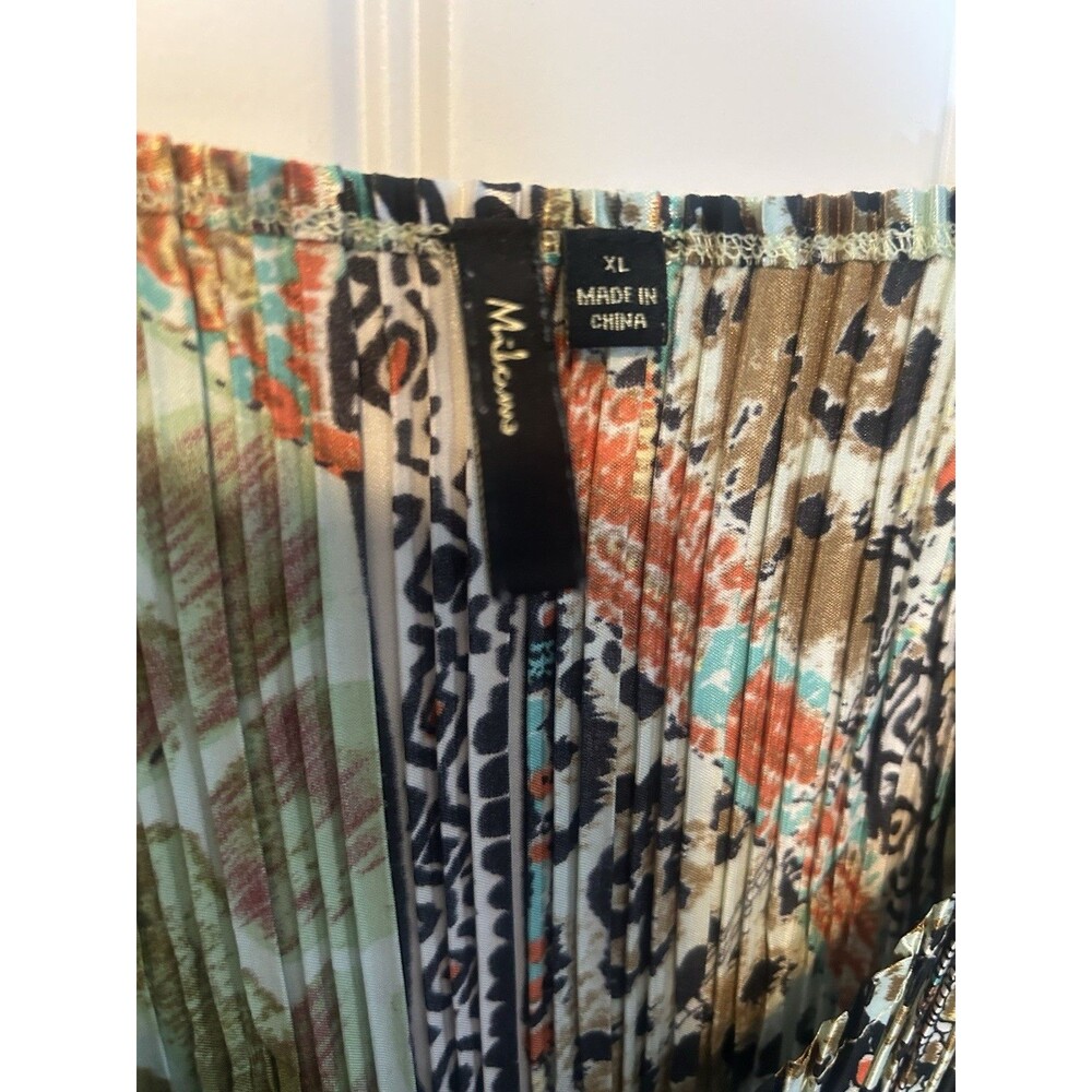 Milano XL Pleated Mixed Print Stretch Tunic Blouse Top Multicolor Womens - Picture 3 of 12